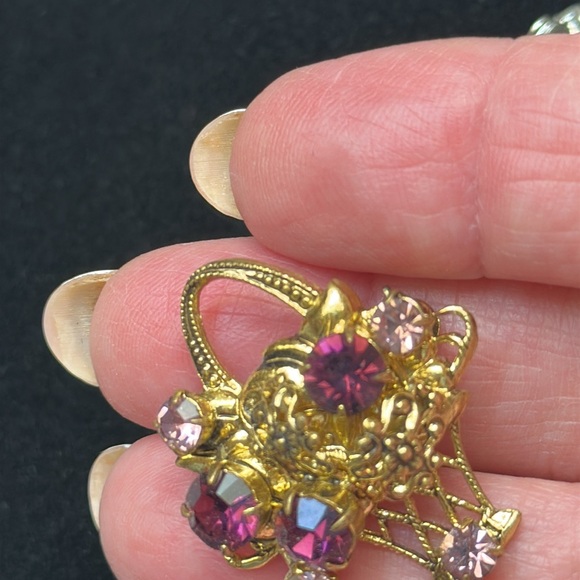 Scatter pins (3) lot in Silver & Gold Metal with Crystals Brooch Set - 1” - Picture 6 of 8